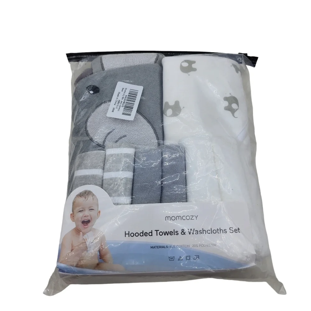 Momcozy Hooded Baby Towels and Washcloths Set - OS